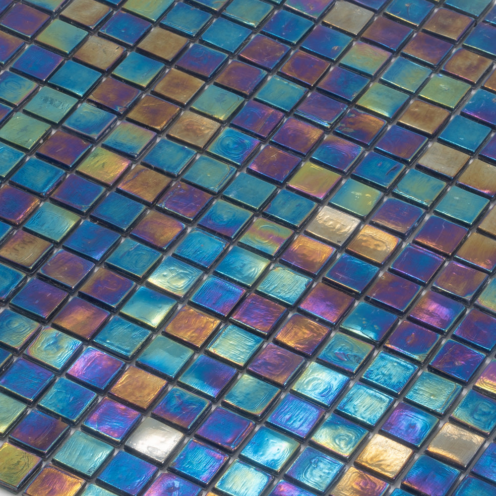 Dark Shimmer Multi Blue 12x12 Glossy Uniform Square Glass Mosaic Tile (20 pack, 18.69 sq ft/case)