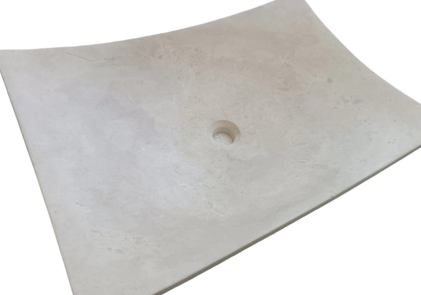 Natural Stone Light Travertine Unique Modern Special Design Customizable Vessel Sink  (W)25.6" (L)17.7" (H)4.7"