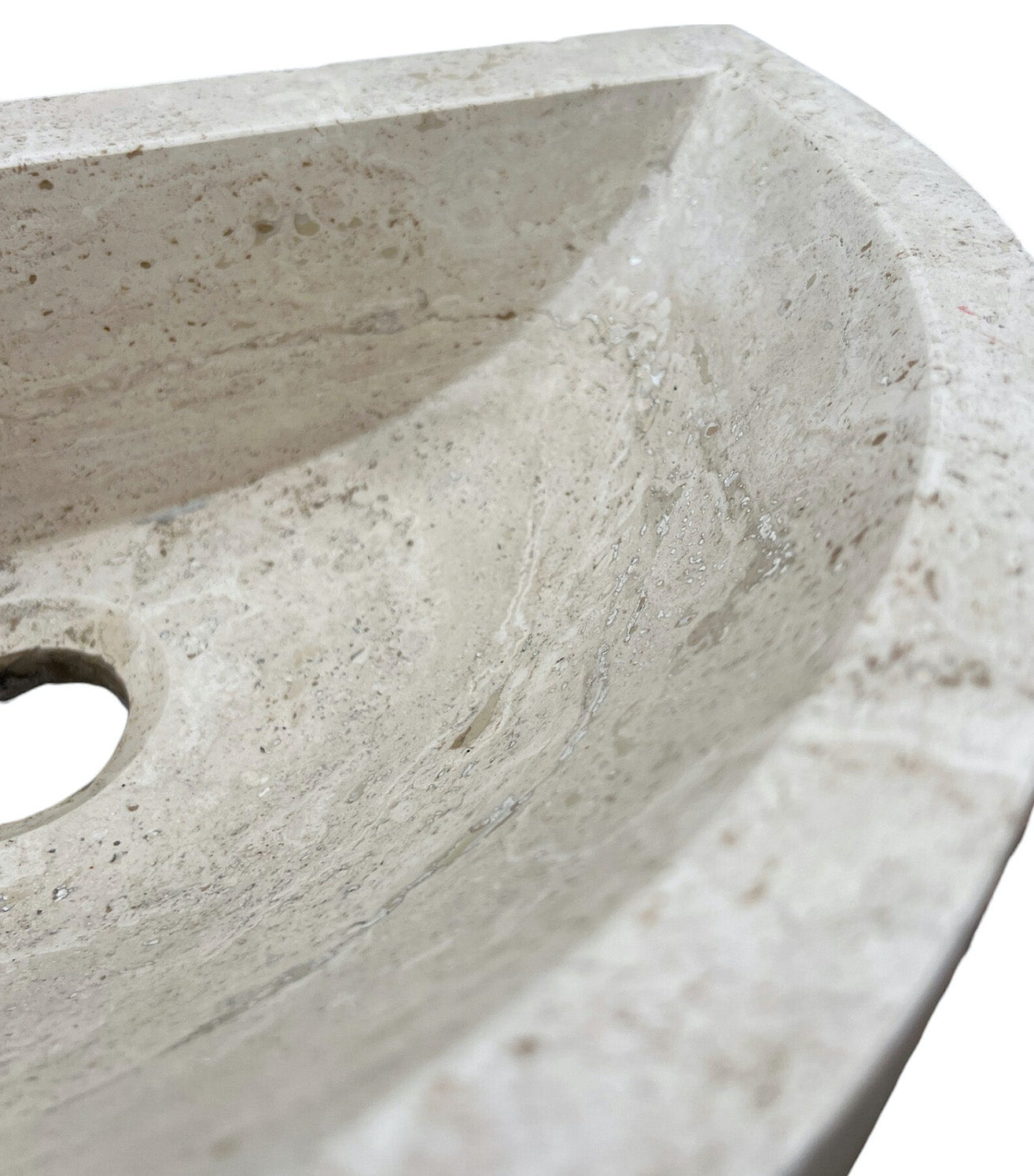 Natural Stone Deep Half Light Travertine Special Design Vessel Sink Honed and Filled (W)16.3" (L)10" (H)4.5"