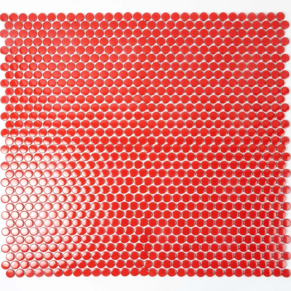 Red 12x12 Glossy Penny Round Porcelain Mosaic Tile (10 pack, 9.87 sq ft/case)