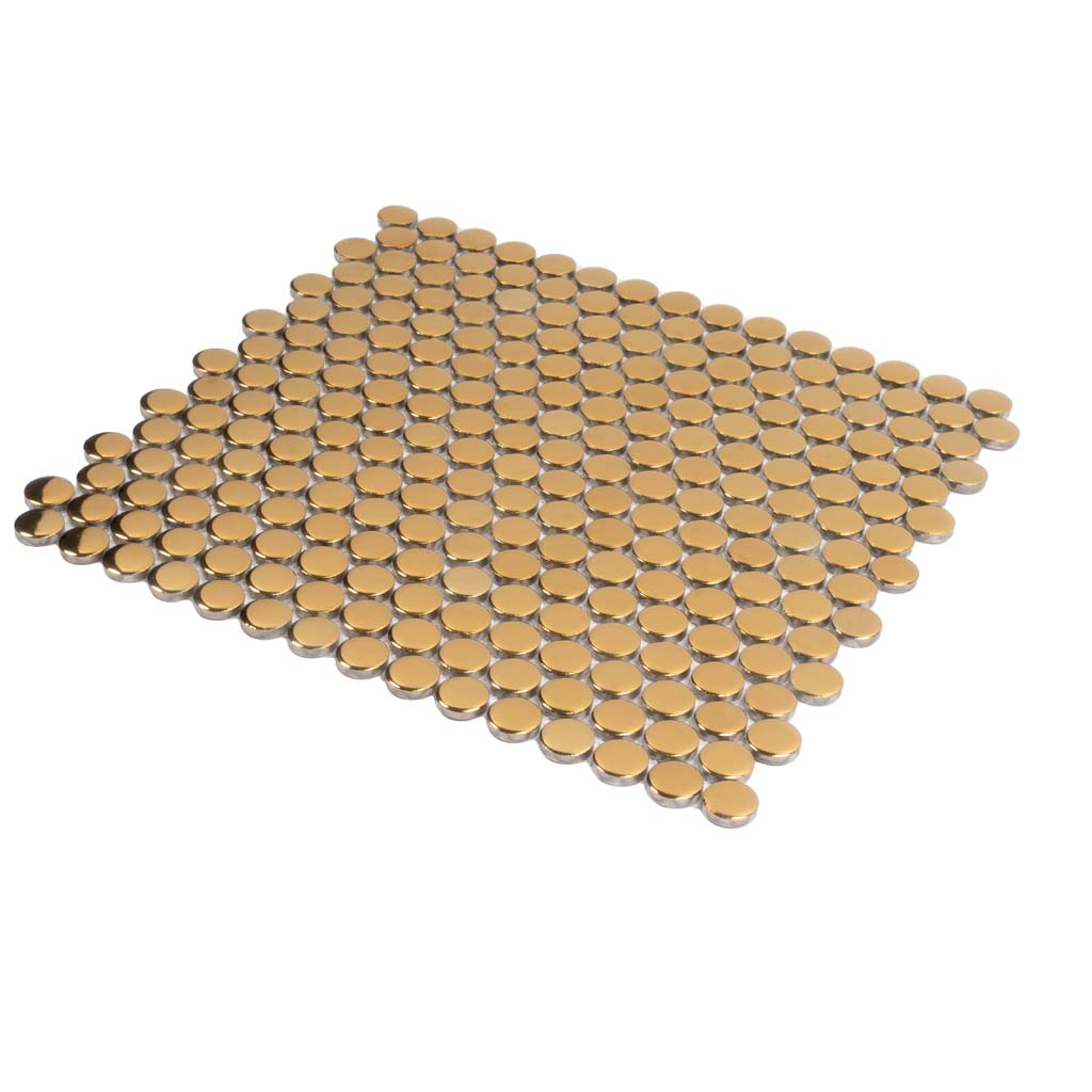 Gold 12x12 Glossy Penny Round Porcelain Mosaic Tile (10 pack, 9.87 sq ft/case)