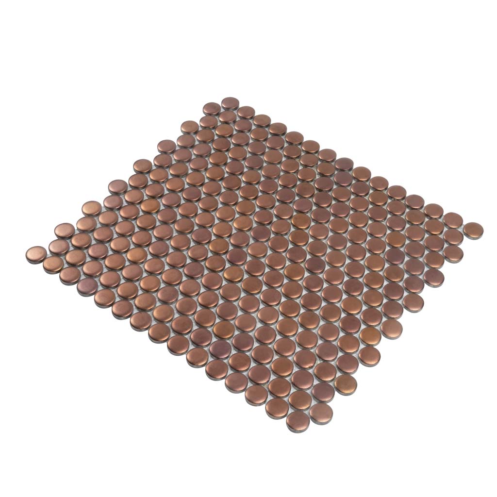 Copper Gold 12x12 Matte Penny Round Porcelain Mosaic Tile (10 pack, 9.87 sq ft/case)