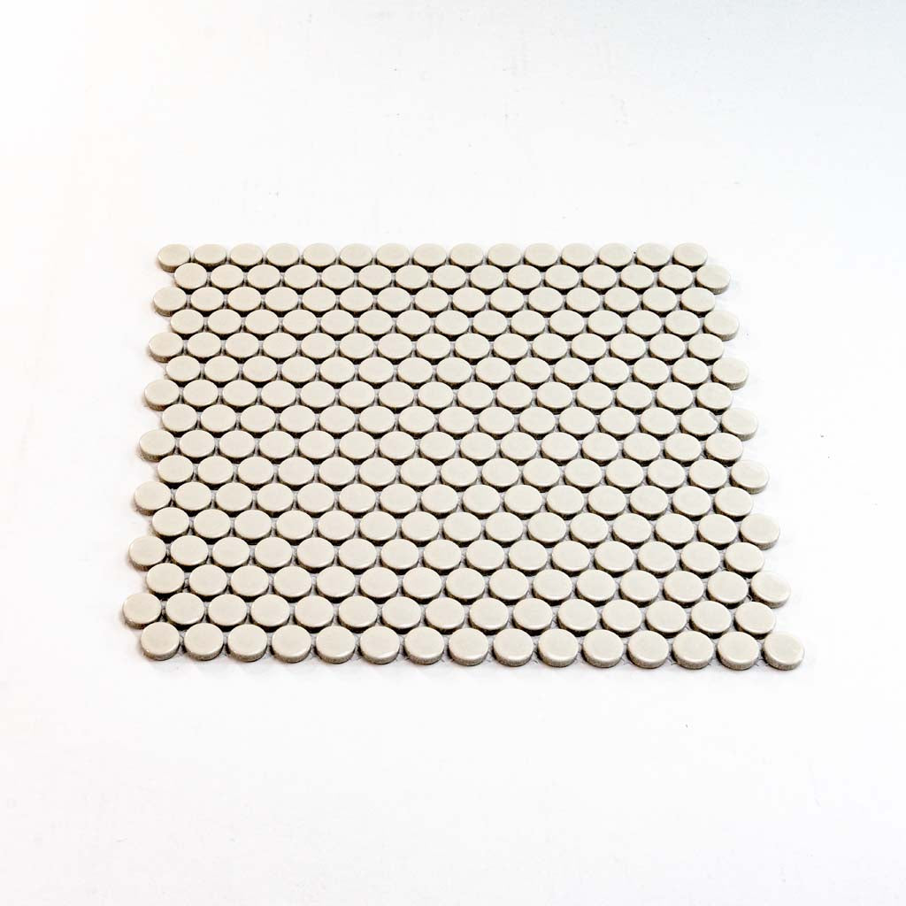 Ivory Beige 12x12 Glossy Penny Round Porcelain Mosaic Tile (10 pack, 9.87 sq ft/case)