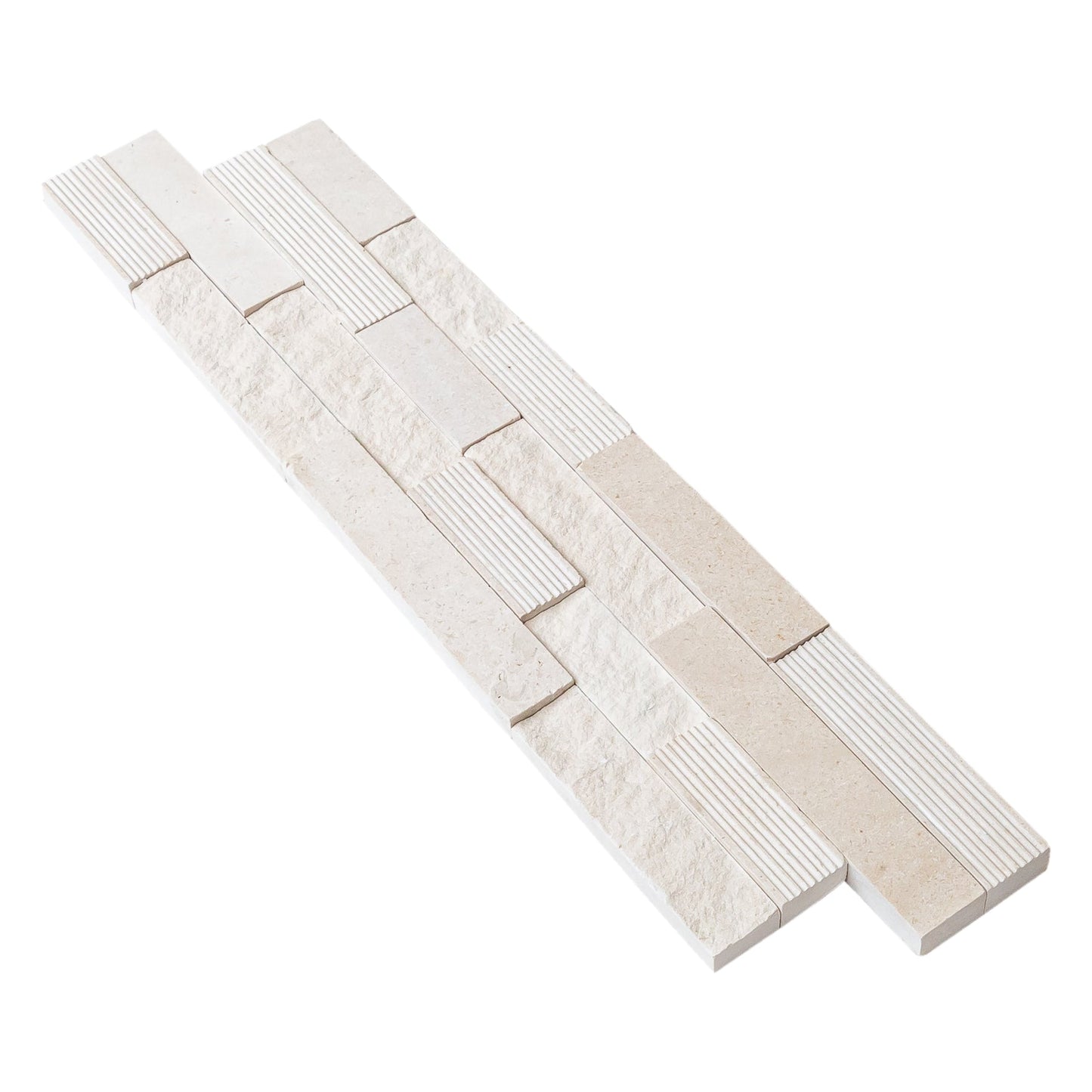 Piedra Caliza Ledger 3D Panel 6"x24" Multi Surface Natural Limestone Wall Tile