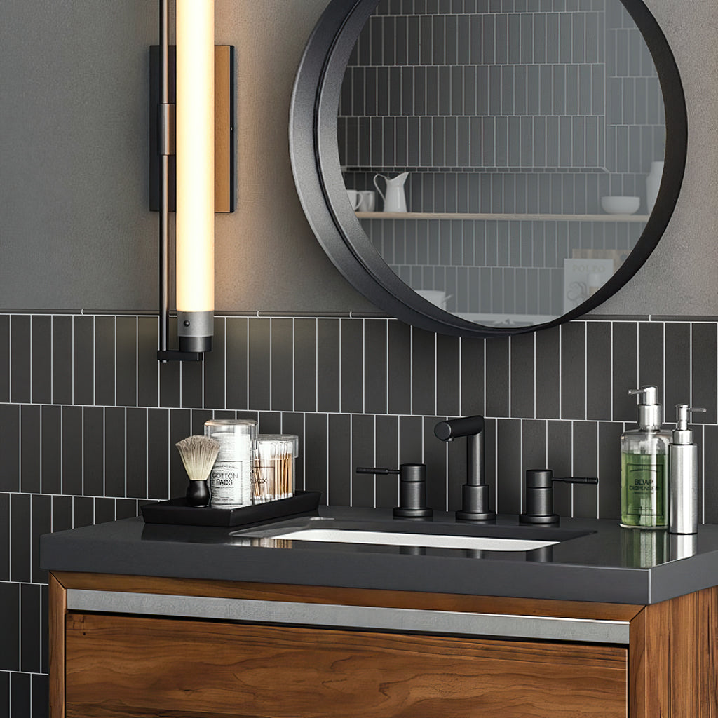 Black 2x8 Matte Ceramic Subway Deco Tile (38 pack, 4.1 sq ft/case)