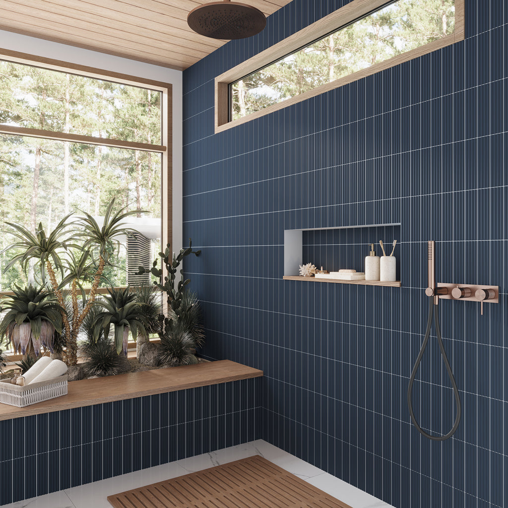 Blue 2x8 Matte Ceramic Subway Deco Tile (38 pack, 4.1 sq ft/case)