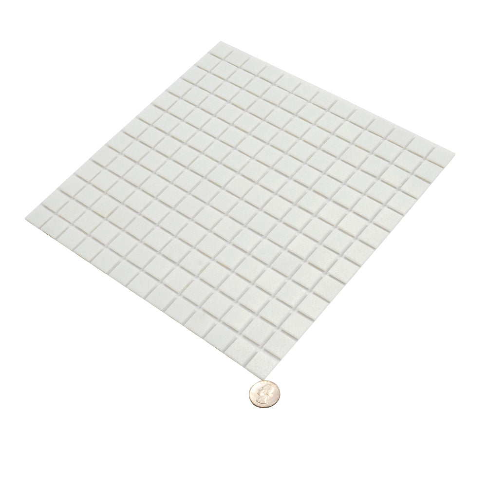 Cotton White 12x12 Glossy Uniform Square Glass Mosaic Tile (20 pack, 20 sq ft/case)