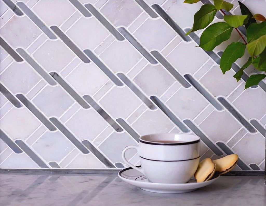 Eastern White, Bardiglio Nuvolato 11x12 Polished Multi-shaped Marble Mosaic Tile (5 pack, 4.66 sq ft/case)