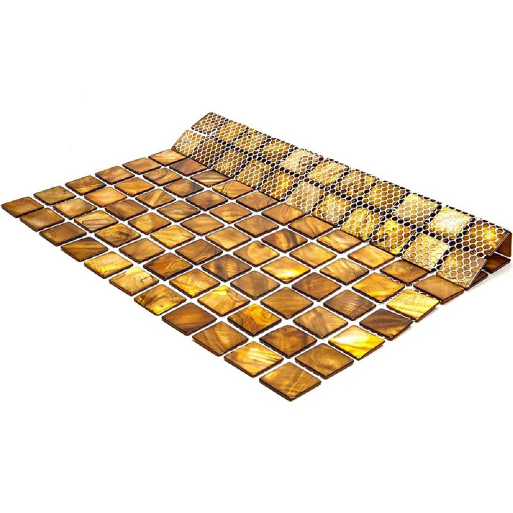 Light Bronze 12x12 Polished Square Shell Mother of Pearl Mosaic Tile (20 pack, 20 sq ft/case) - Sample