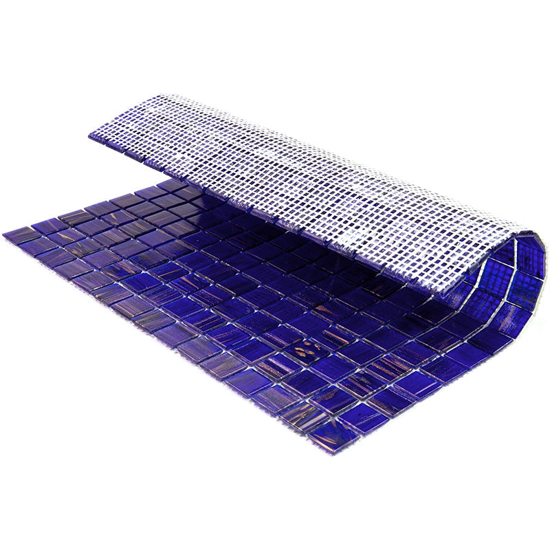 Royal Blue Gold 12x12 Glossy Uniform Square Glass Mosaic Tile (20 pack, 20 sq ft/case) - Sample