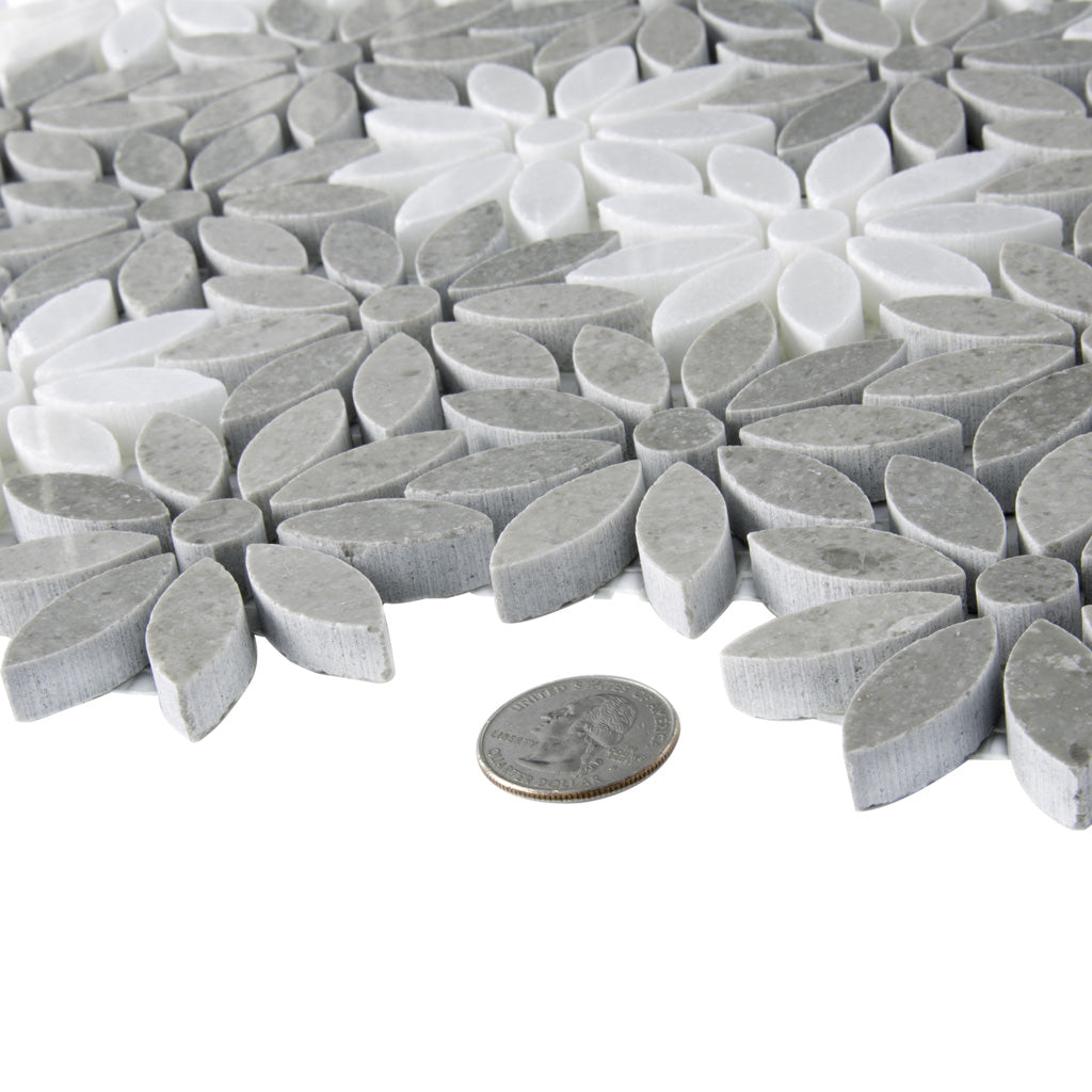 Eastern Brown White 11x12 Polished Multi-shaped Marble Mosaic Tile (5 pack, 4.46 sq ft/case)