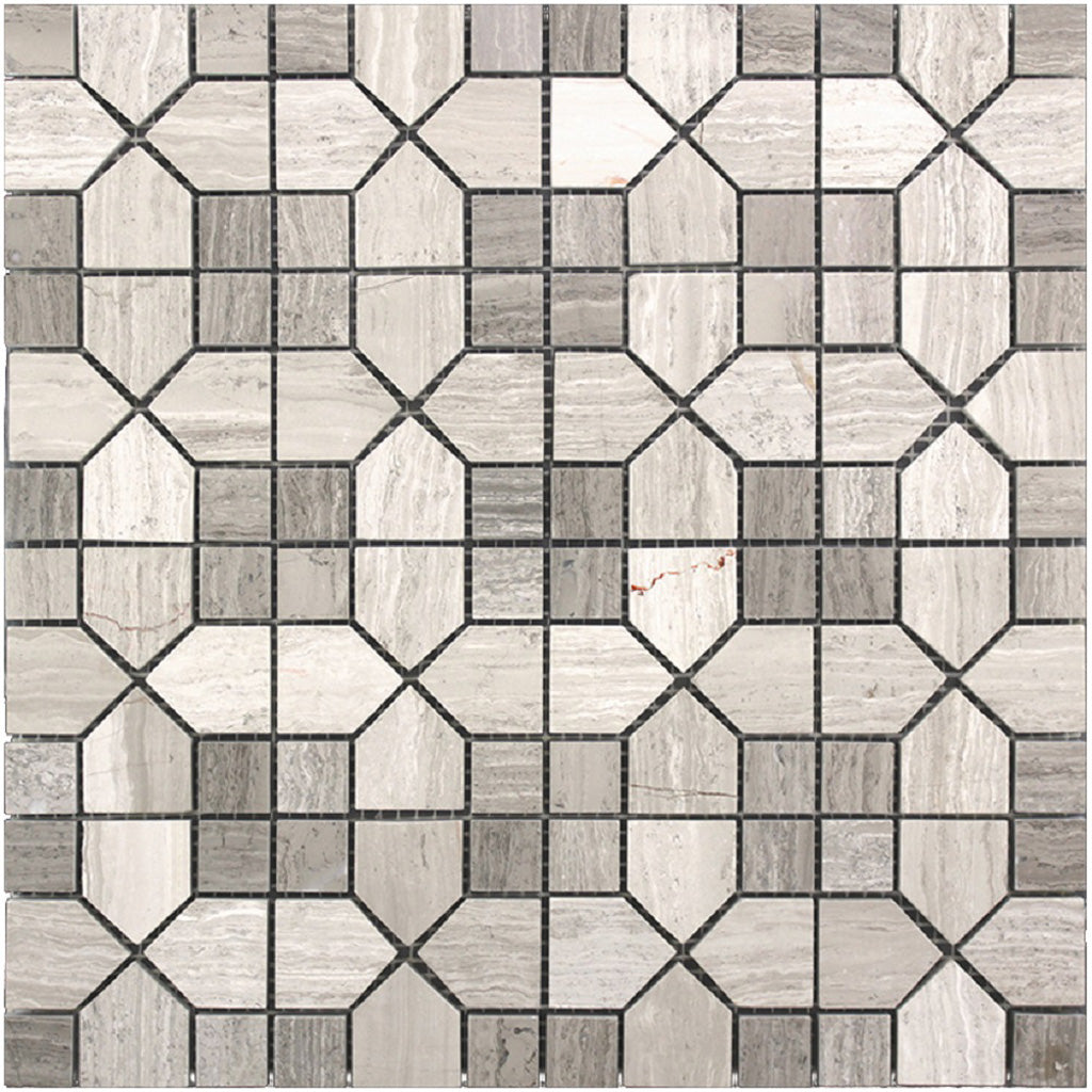 Wooden Beige Light Dark 12x12 Polished Hexagon Marble Mosaic Tile (5 pack, 5 sq ft/case)