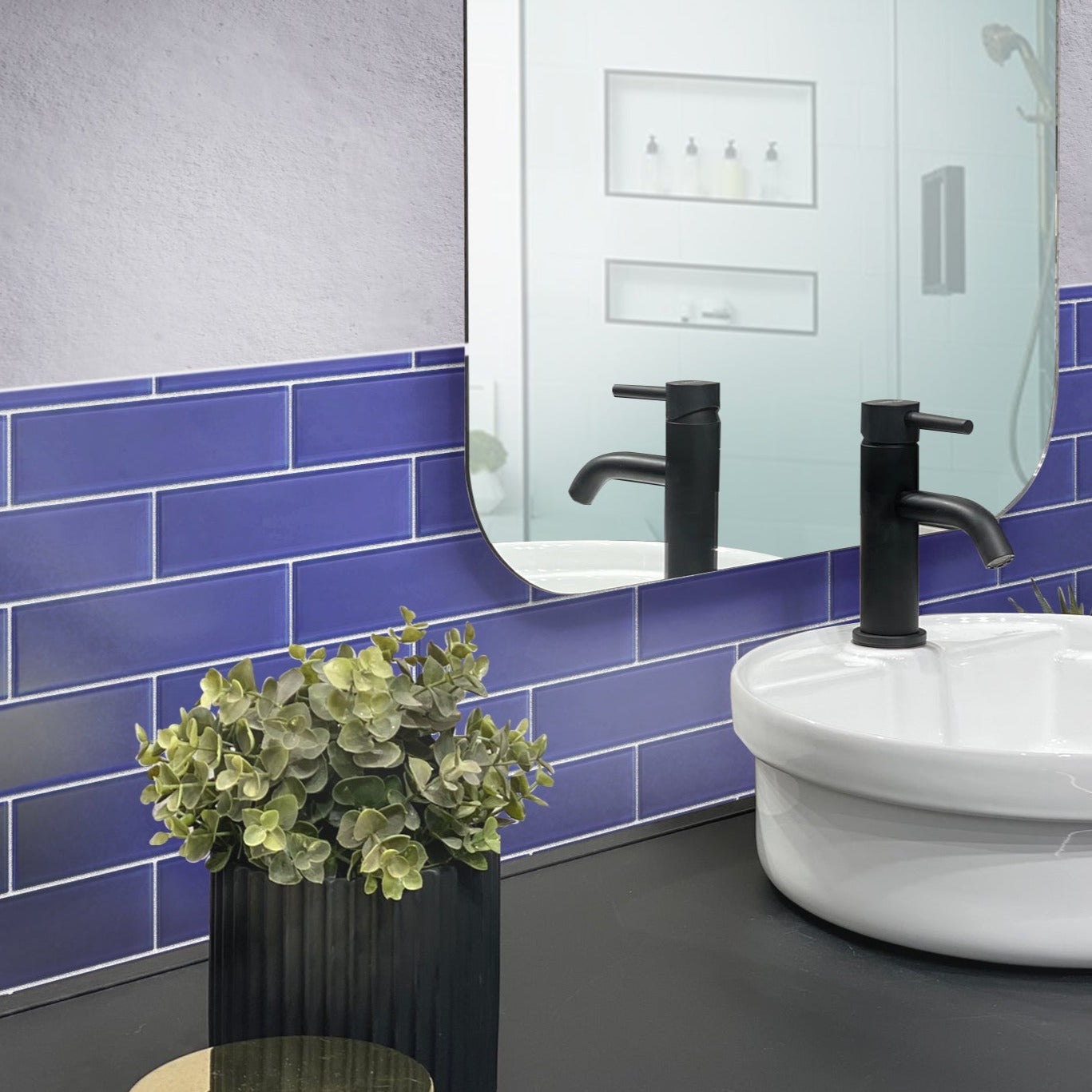 Cobalt Blue 0.5x12 Matte Glass Pencil Tile Trim (10 pack, 0.5 sq ft/case)