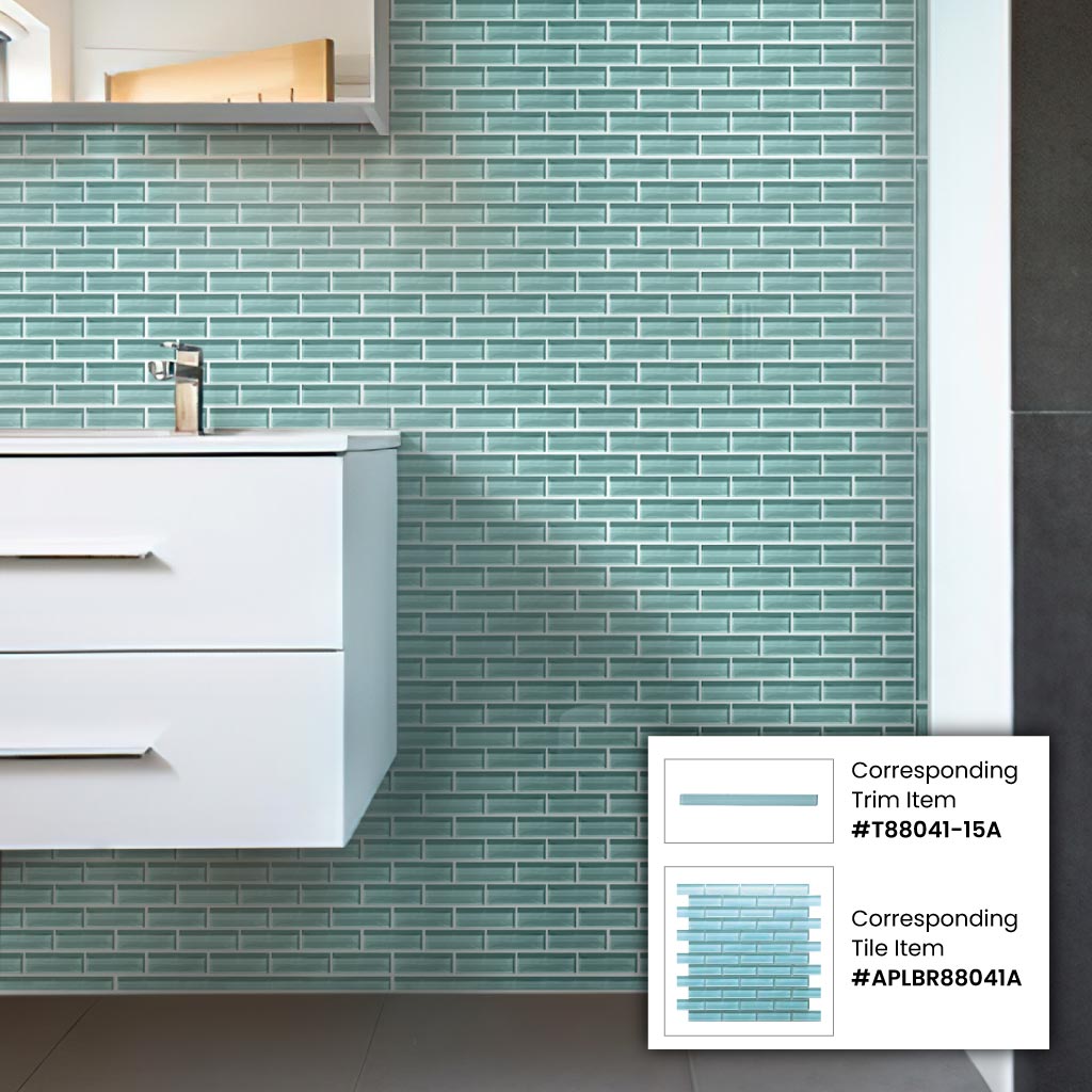 Sky Blue 12x12 Glossy Brick Glass Mosaic Tile (5 pack, 4.92 sq ft/case)