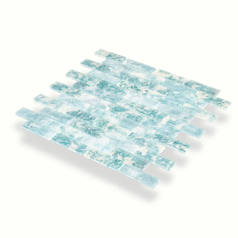 Aqua 12x12 Matte Brick Glass Mosaic Tile (10 pack, 9.5 sq ft/case)
