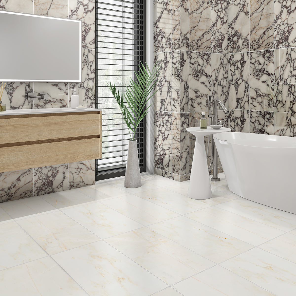 Calacatta Cremo Honed Marble Tile