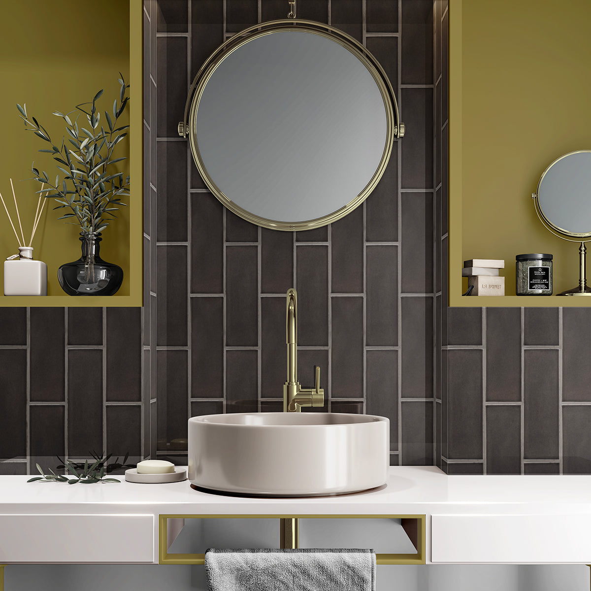 Coffee Glossy Subway Ceramic Tile