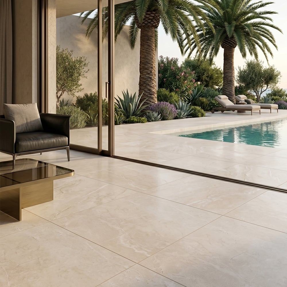 Vanilla Shadow Leather Marble Pavers