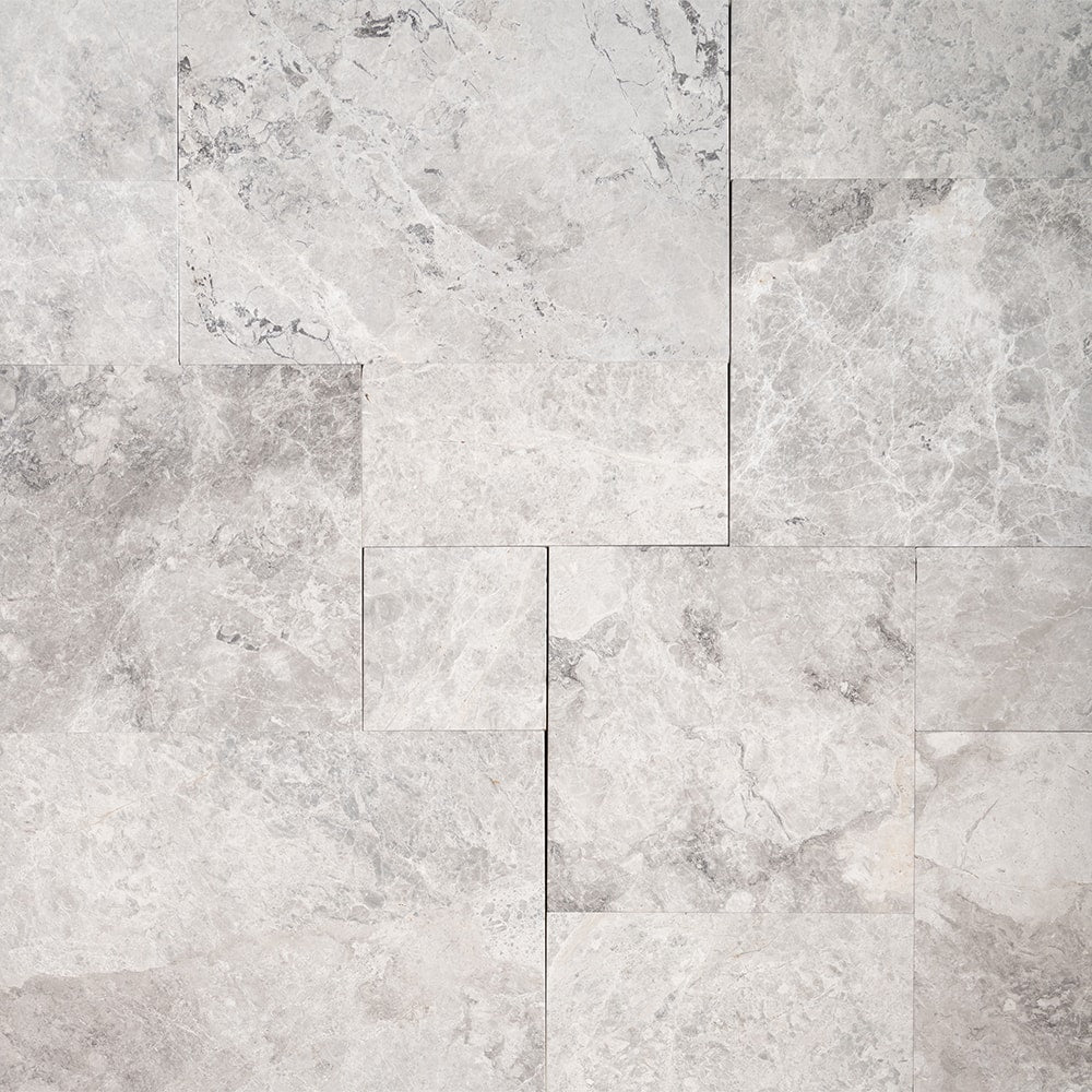 Wynwood Gray Brushed French Pattern Marble Pavers