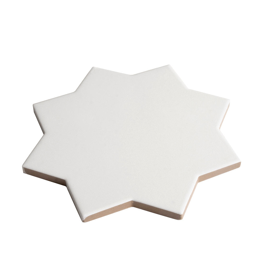 Pure White 7x7 Matte Star Porcelain Tile (34 pack, 5.31 sq ft/case) - Sample