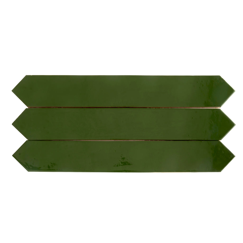 Deep Forest Green 3x19 Glossy Picket Porcelain Tile (20 pack, 7.65 sq ft/case) - Sample