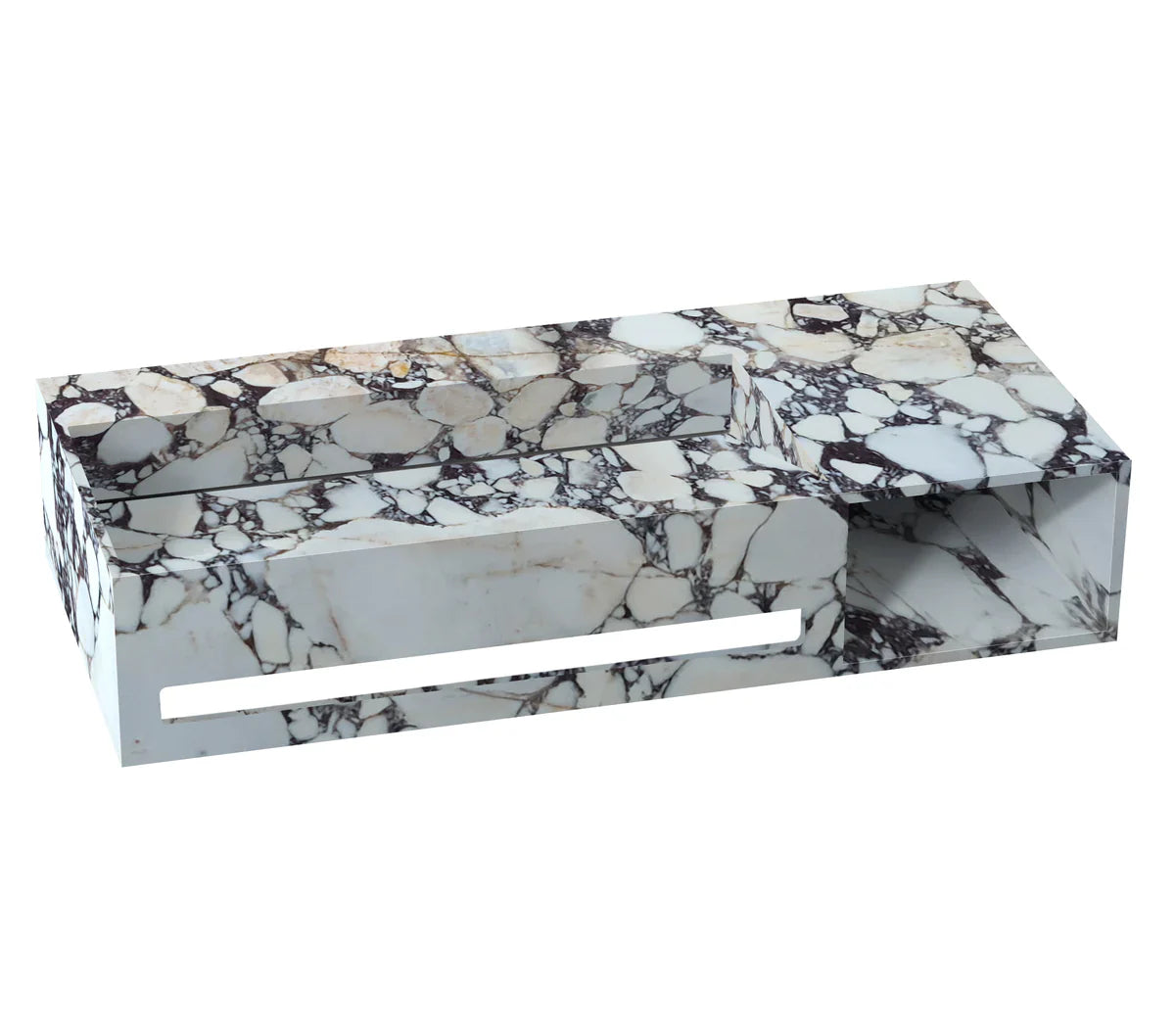 Calacatta Viola Marble Wall-mount Bathroom Sink Hidden Drain with Towel Holder and Shelf (W)18" (L)37" (H)8"