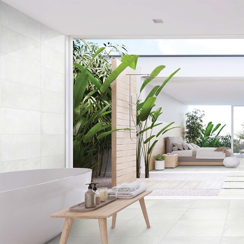 Cemento White Honed Concrete Look Porcelain Tile