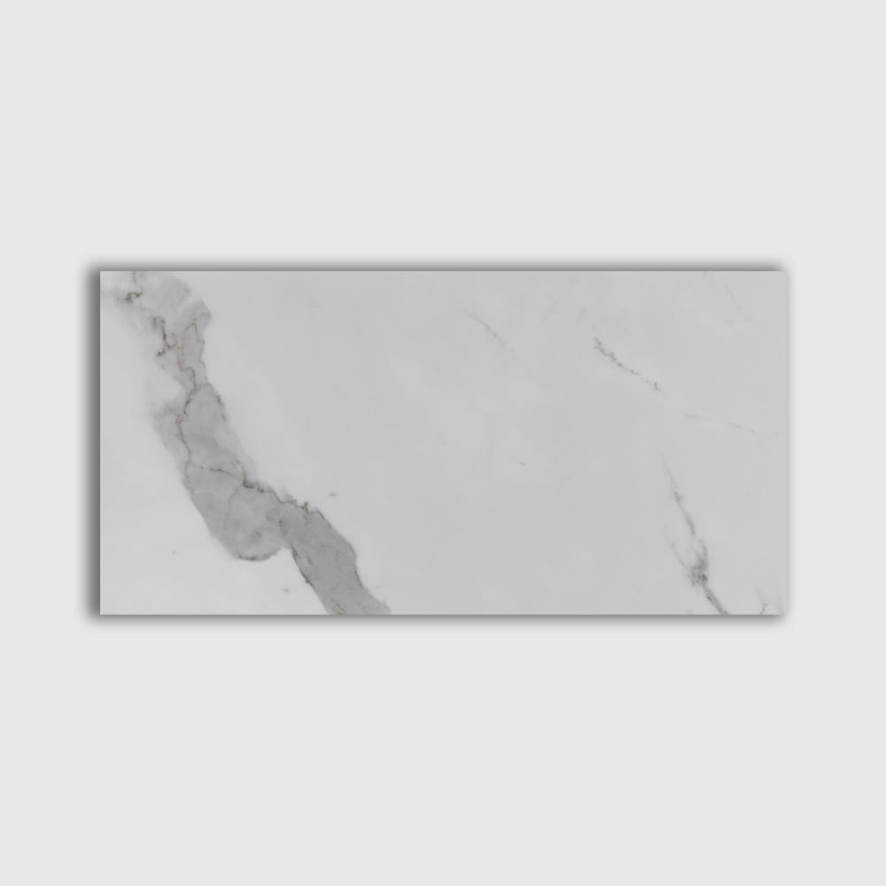 Calacatta Bright Polished Marble Look Porcelain Tile