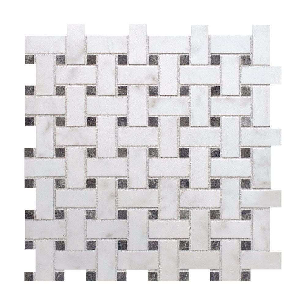 Carrara Blanco Polished Trama Marble Look Porcelain Mosaic