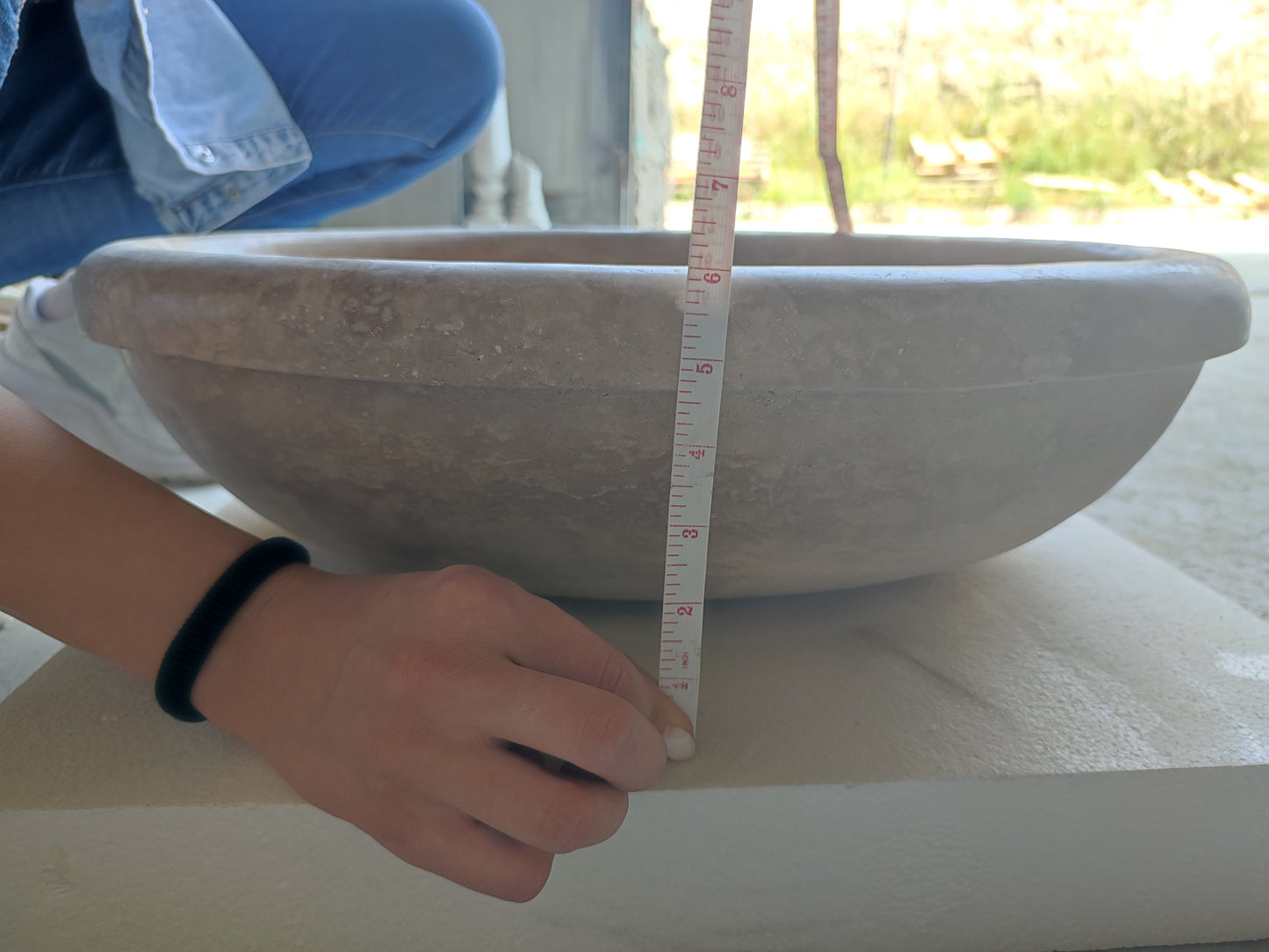 Walnut Travertine Natural Stone Vessel Sink Honed and Filled (W)17" (L)21" (H)6"