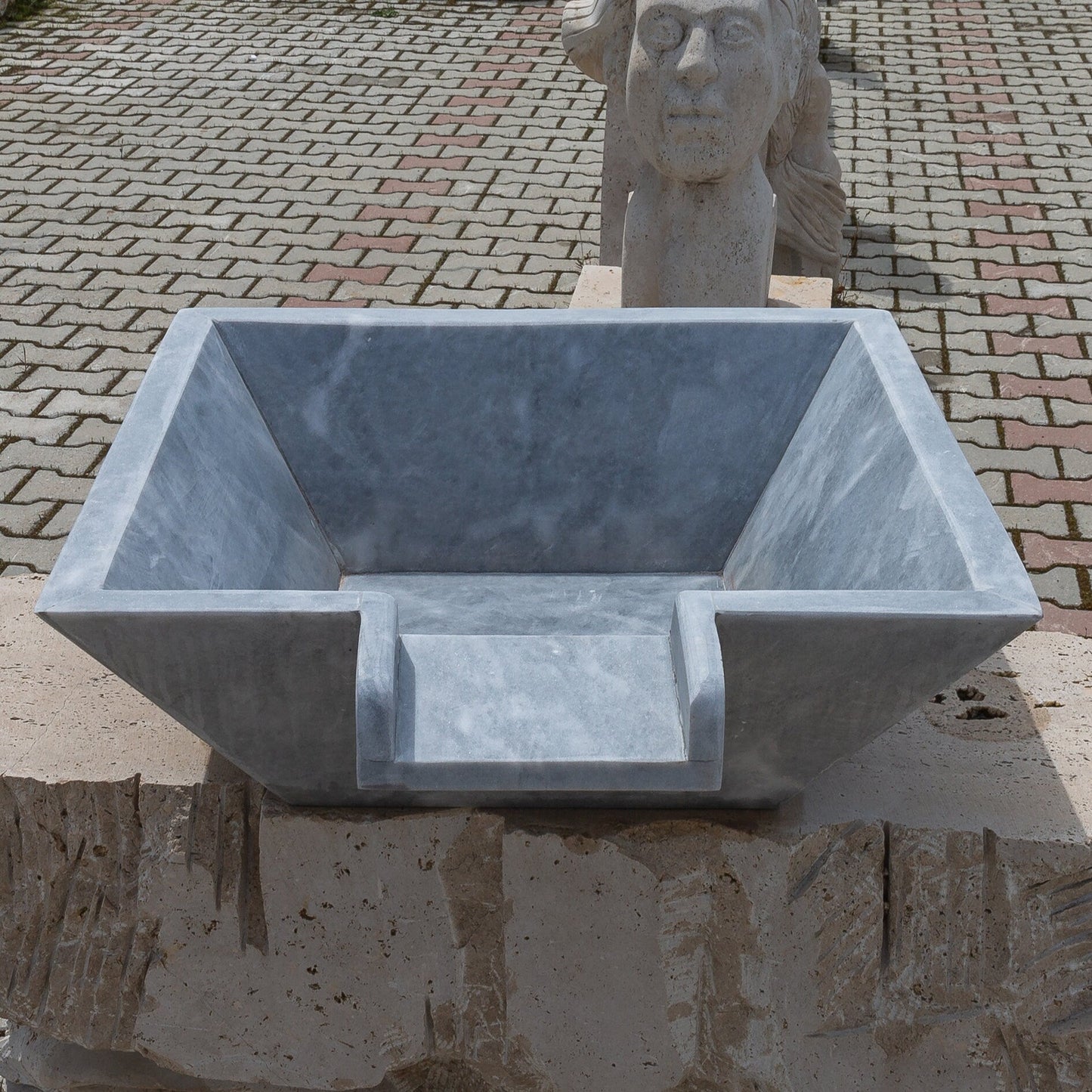 Bluestone Marble Natural Stone Pool Square Cascade Water Bowl
