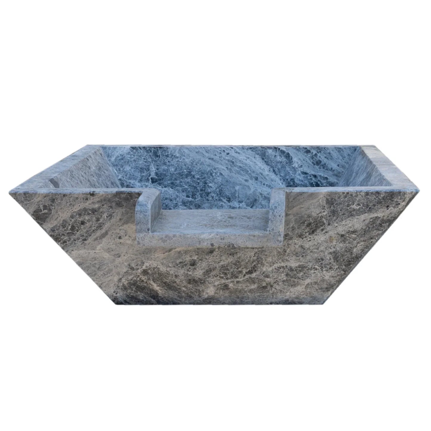 Silver Shadow Marble Natural Stone Pool Square Cascade Water Bowl