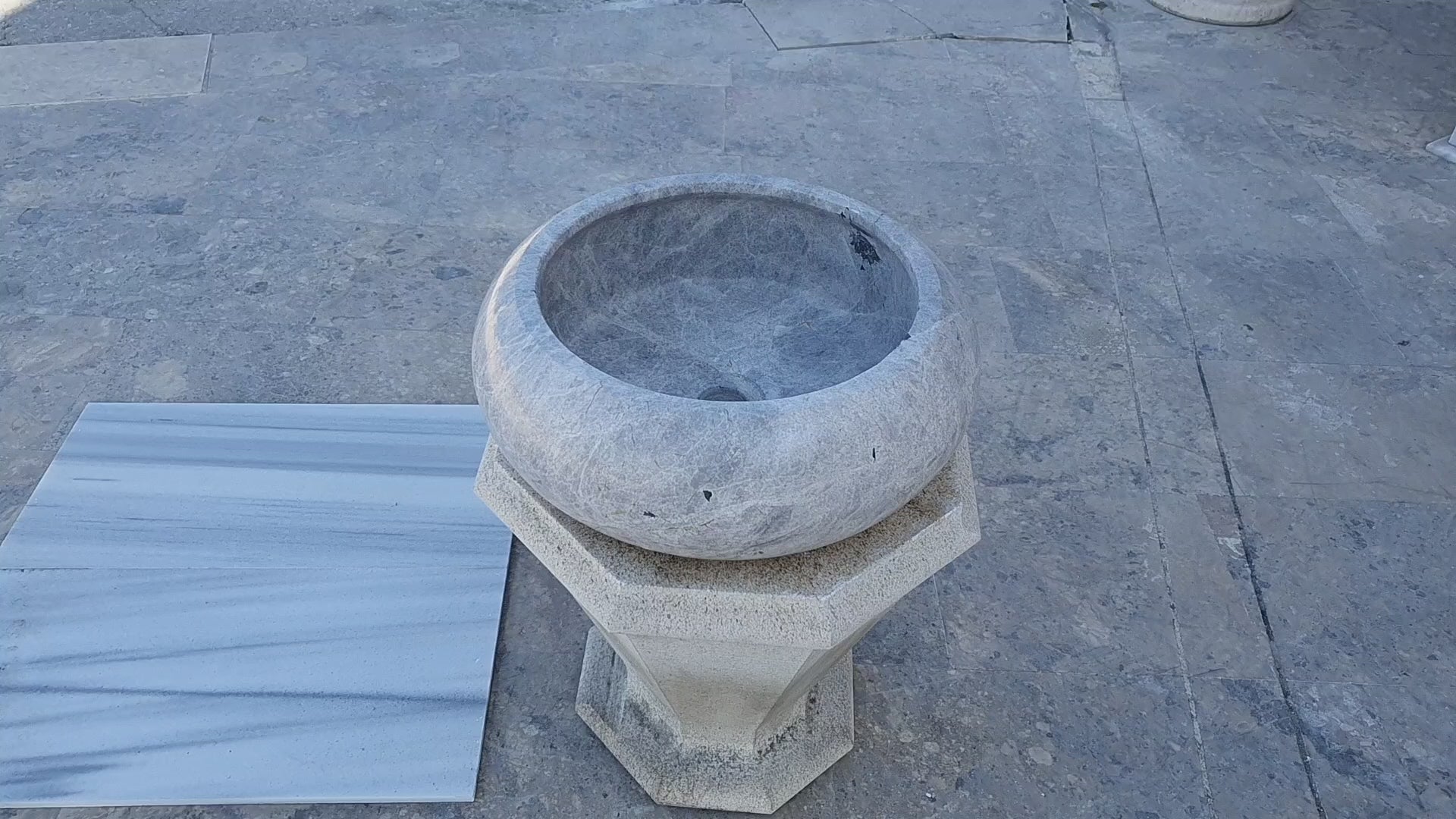 sirius silver marble natural stone vessel sink polished size (D)15.5" (H)6" SKU-TMS21 360 video