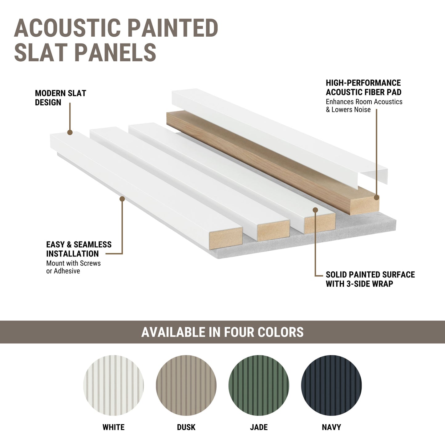 MSI White Acoustic Slat Wall Panel