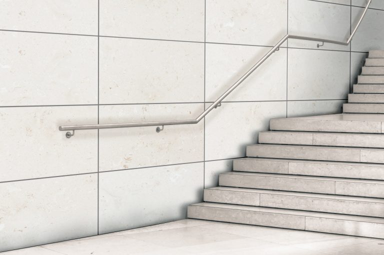 myra white limestone tile installed in building