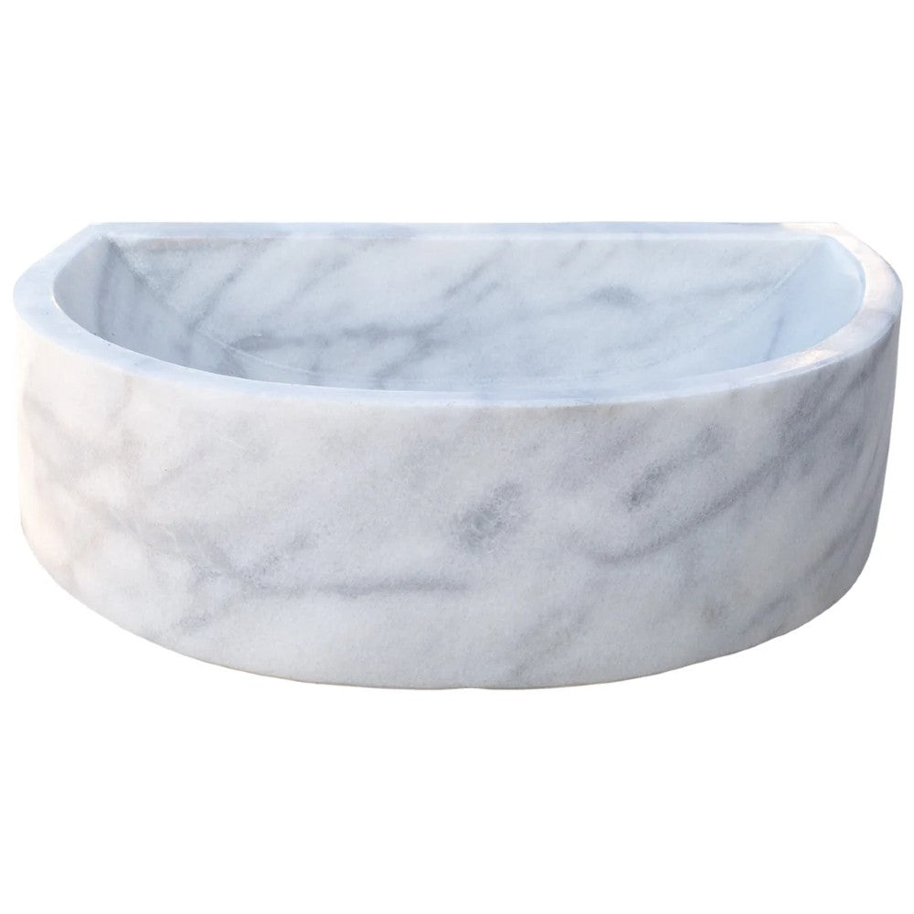 Carrara White marble Half Round Sink Polished size (W)24" (L)20" (H)6" SKU-TMS10 product shot front view