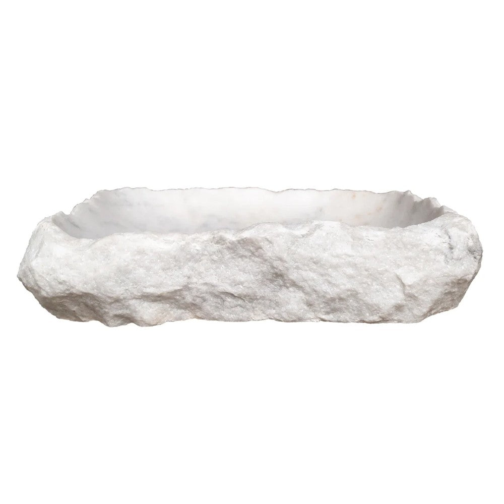 Carrara marble rustic natural stone Vessel Sink Polished Hand Chiseled size (W)16" (L)22" (H)5" SKU-NTRSTC15 product shot front view