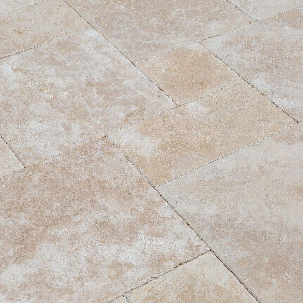 Denizli beige antique French pattern travertine tile size pattern set surface brushed chiseled SKU-10071438 product shot