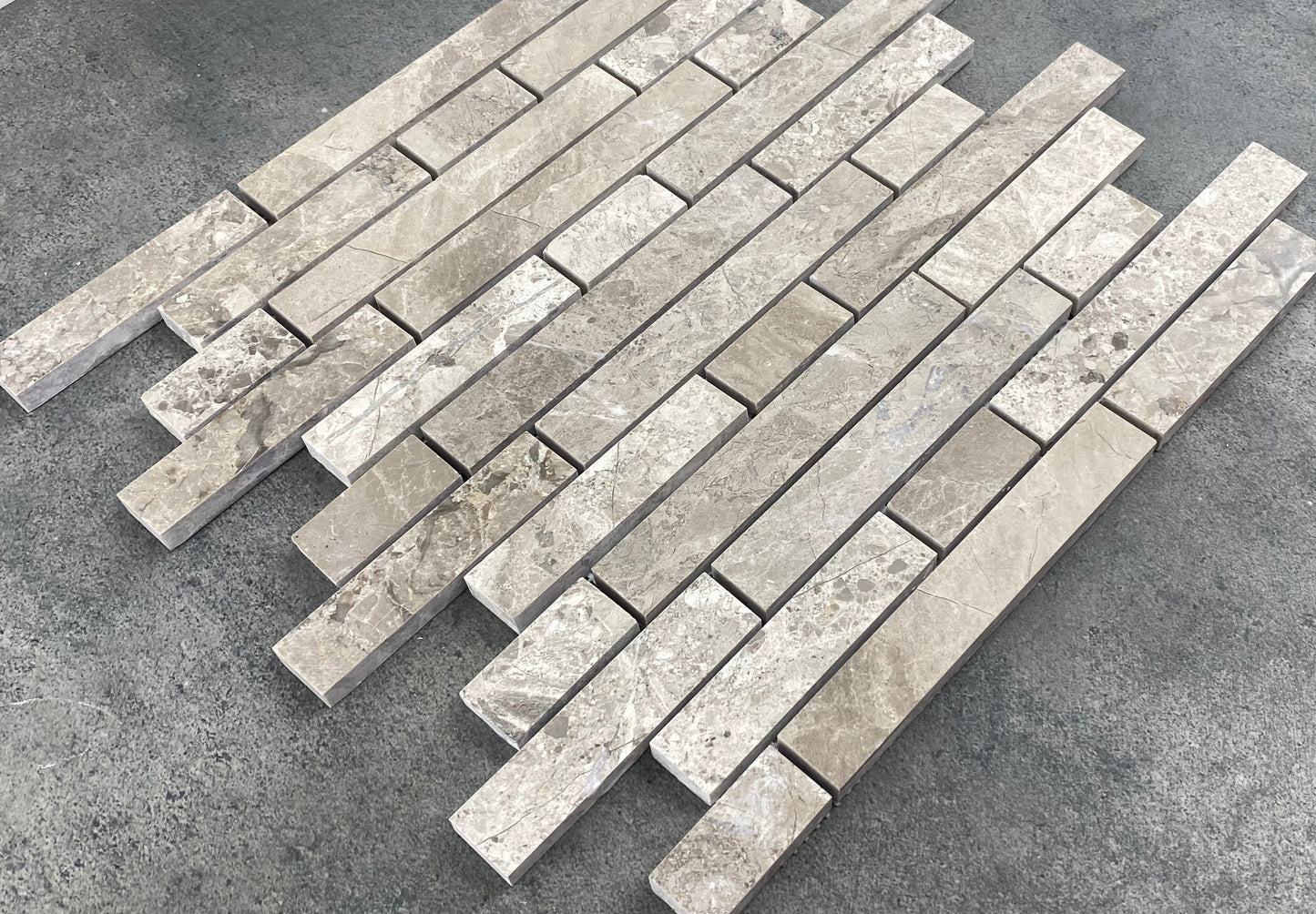 Silver Shadow Marble Liner on 12" x 12" Mesh Mosaic Tile