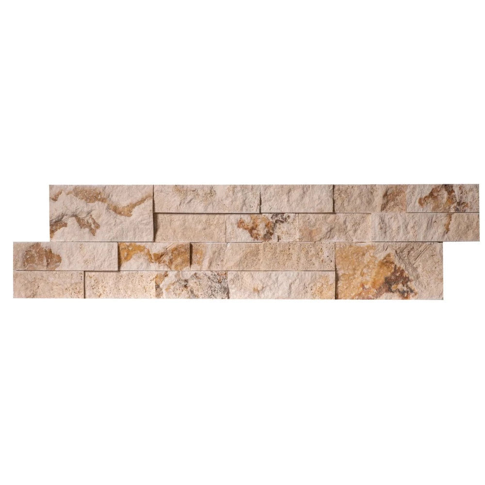 Leonardo Onyx Ledger 3D Panel 6"x24" Split-face Natural Travertine Wall Tile