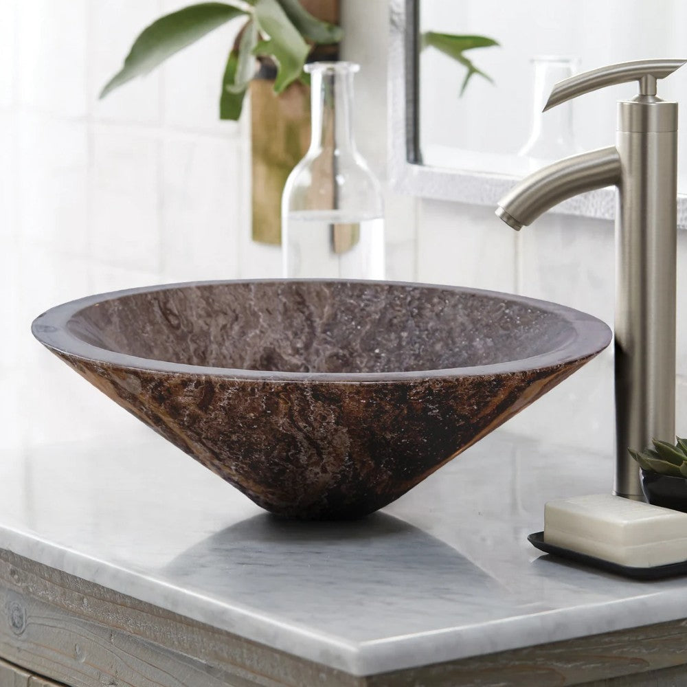 Narcist Brown Marble V-Shape Tapered Sink Polished (D)16" (H)6"