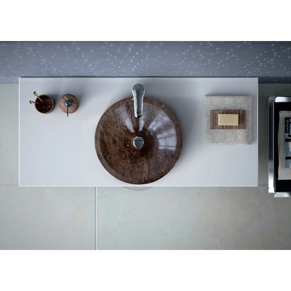 Narcist Brown Marble V-Shape Tapered Sink Polished (D)16" (H)6"