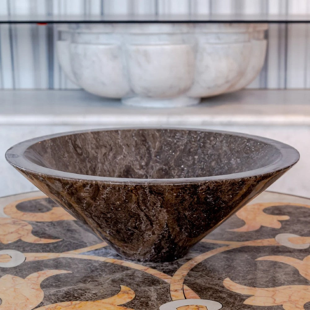 Narcist Brown Marble V-Shape Tapered Sink Polished (D)16" (H)6"
