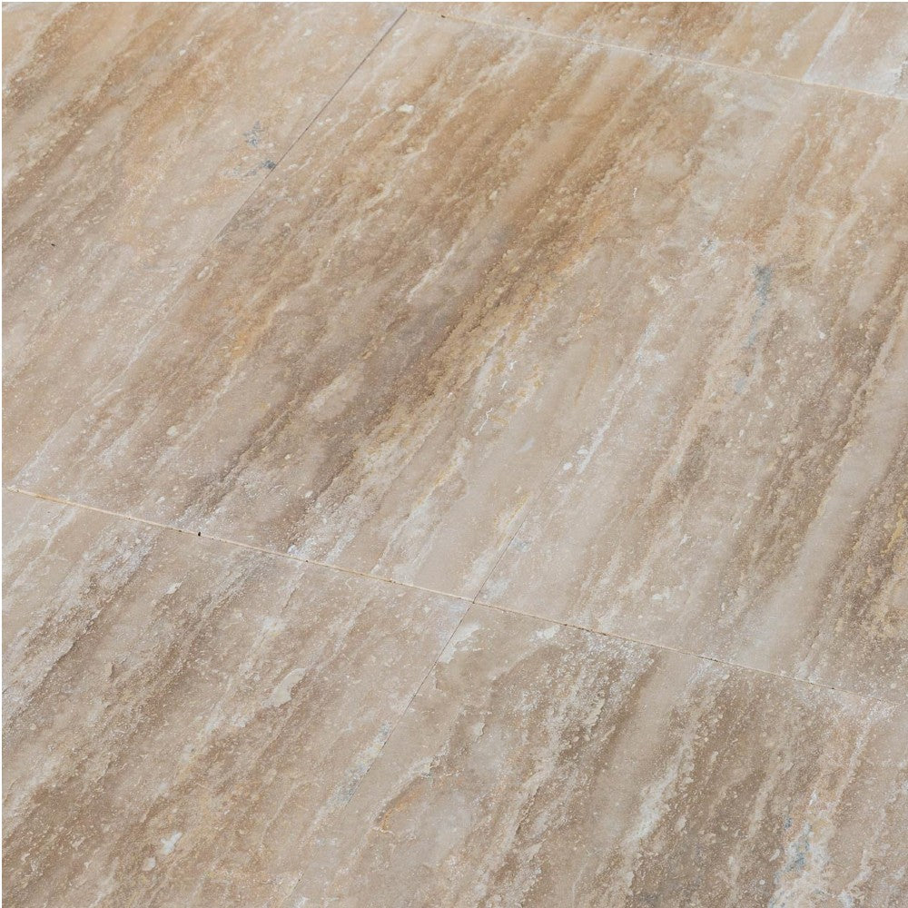 denizli beige rustic vein cut travertine tile size 12"x24" (30.5cmx61cm) surface polished filled edge straight SKU-20020065 product shot