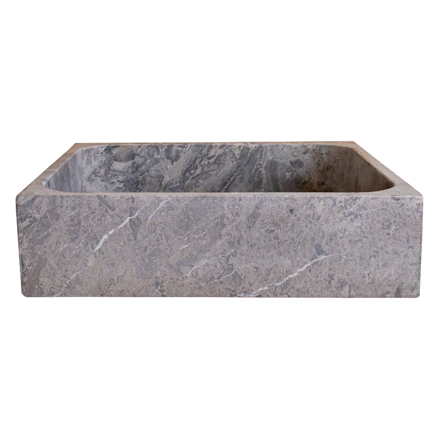 tundra gray marble farmhouse rectangular sink SKU NTRVS14 Size (W)16" (L)19.5" (H)5" side view product shot