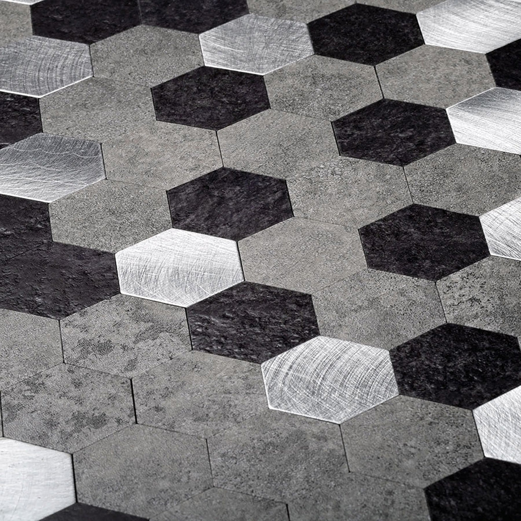 Silver 11x11 Honed Hexagon PVC Peel & Stick Tile (10 pack, 8.79 sq ft/case) - Sample