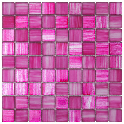 Fuchsia Pink 11x11 Glossy Matte Square Glass Mosaic Tile (5 pack, 4.43 sq ft/case)