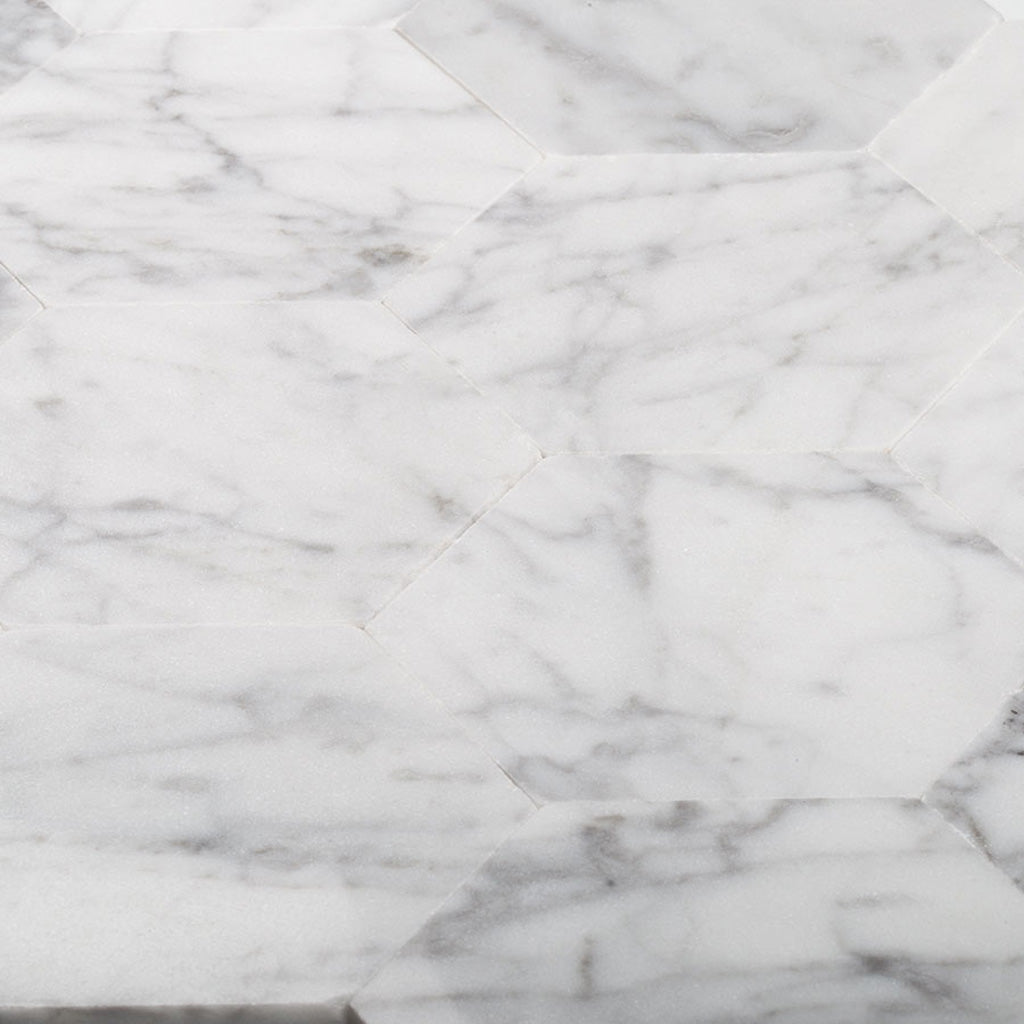 Carrara White 9x10 Hexagon Honed Marble Peel & Stick Tile (10 pack, 6.41 sq ft/case)