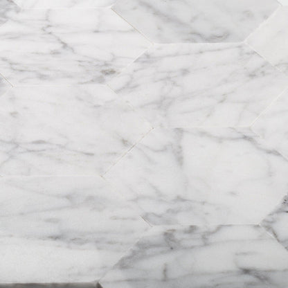 Carrara White 9x10 Hexagon Honed Marble Peel & Stick Tile (10 pack, 6.41 sq ft/case)
