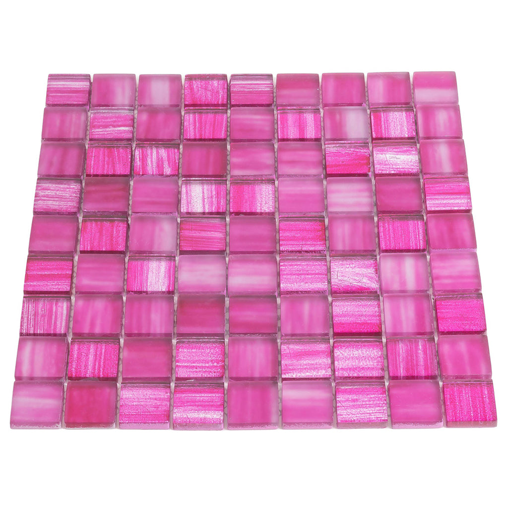 Fuchsia Pink 11x11 Glossy Matte Square Glass Mosaic Tile (5 pack, 4.43 sq ft/case) - Sample